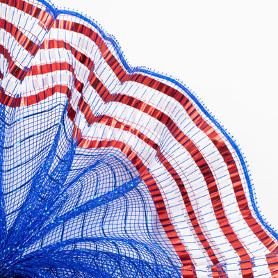 10" Matte XL Wide Foil Border Mesh: Red, White, Blue Lifestyle Photo