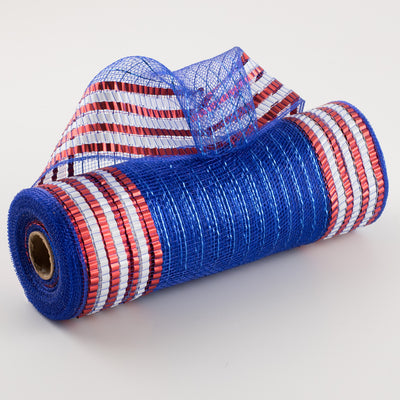 10" Matte XL Wide Foil Border Mesh: Red, White, Blue Item Number: RY8515D1