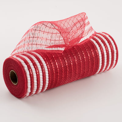 10" Matte XL Wide Foil Border Mesh: Red & White Item Number: RY851649