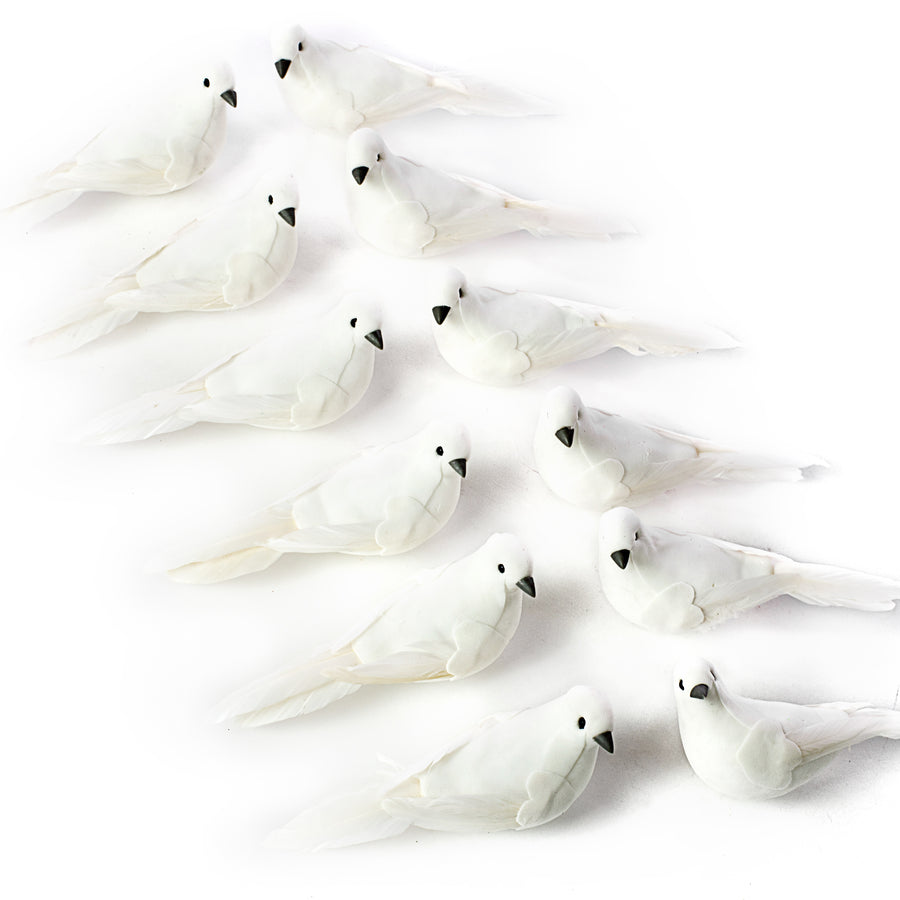 5" Feather Dove: White (Set of 12)