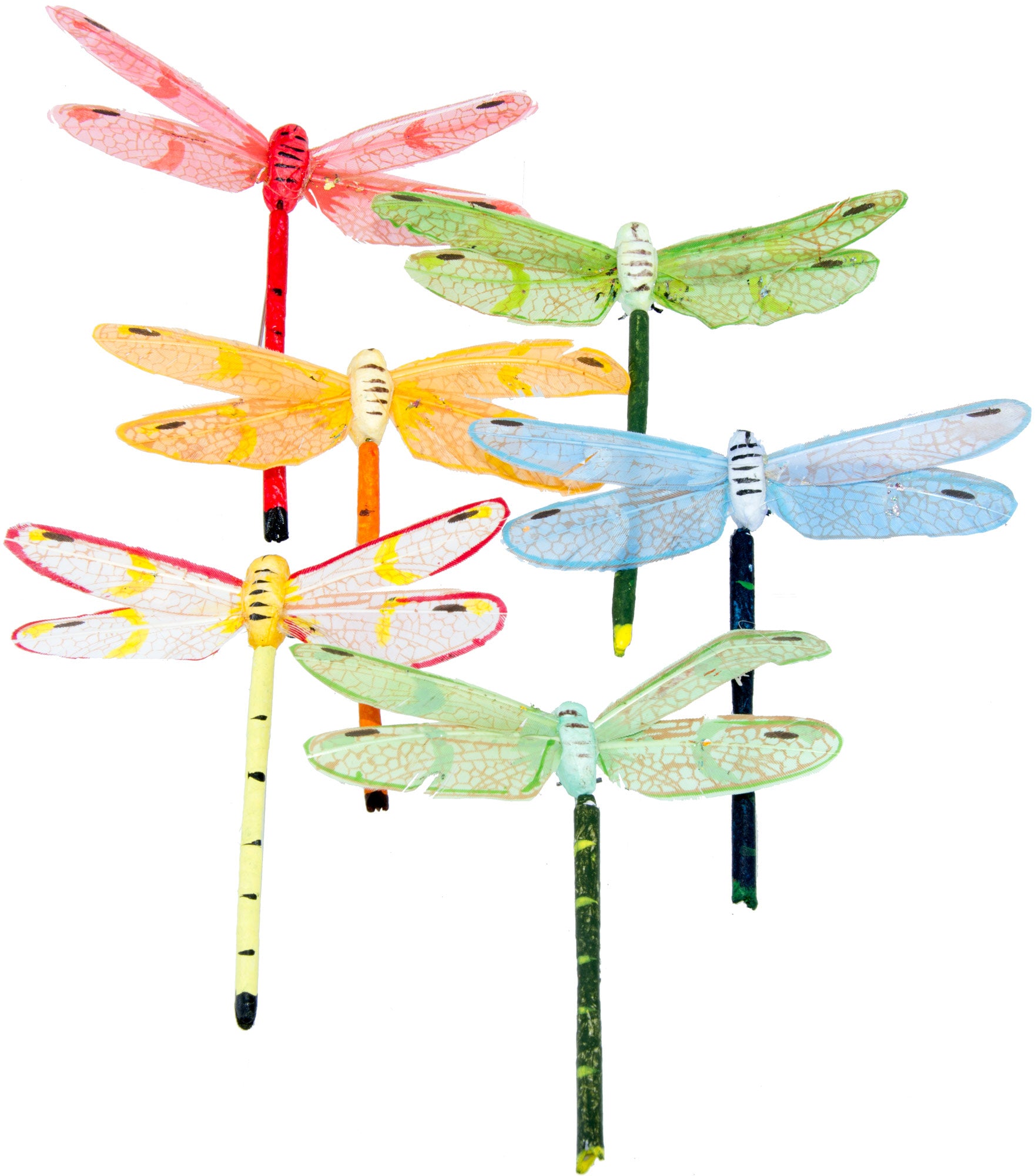 4.25" Feather Dragonfly Pick: Pastel Assortment (12)