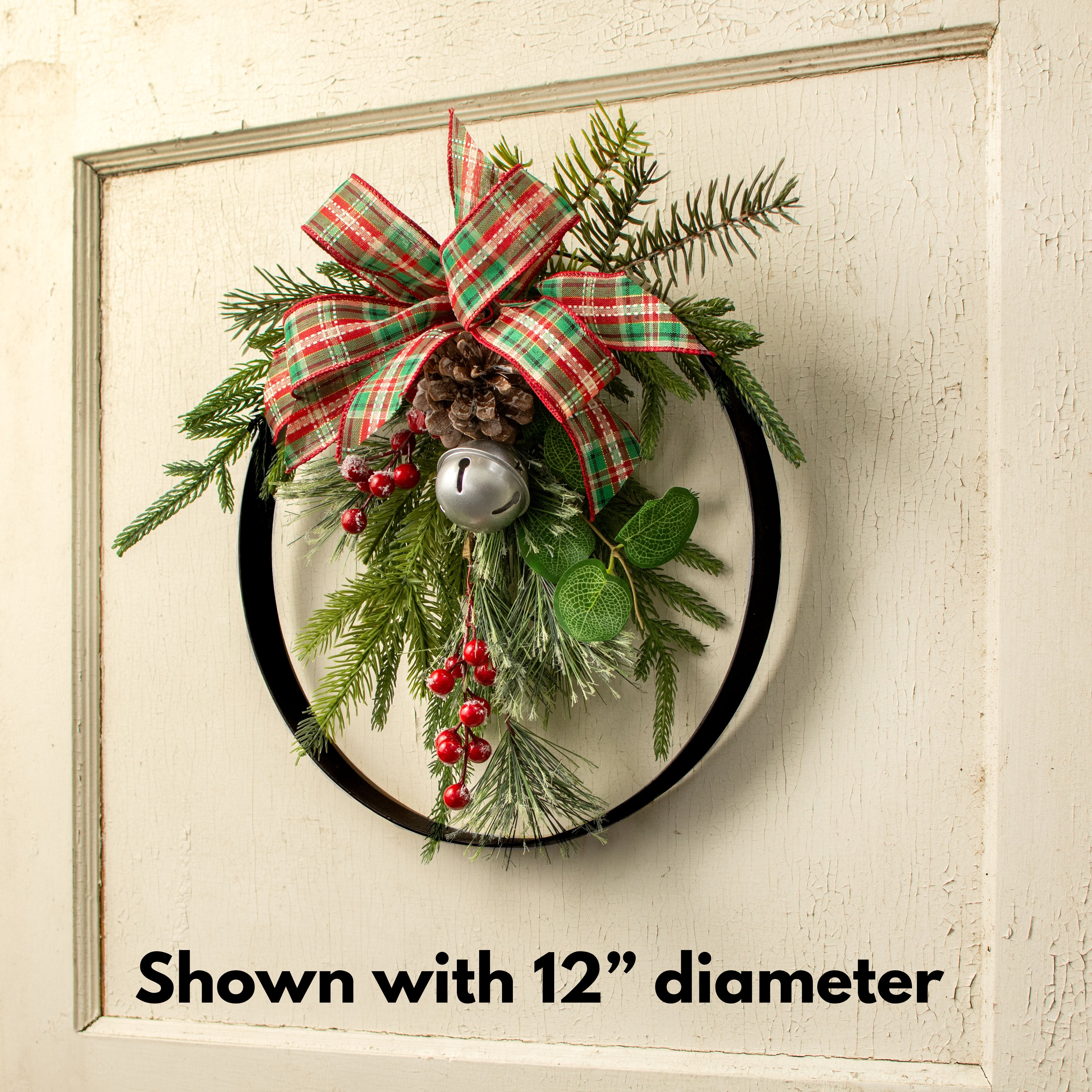 9.75-12" Metal Wreath Ring: Matte Black (Set of 3)