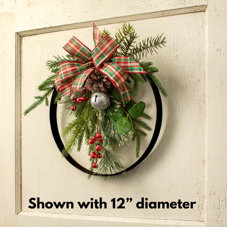 9.75-12" Metal Wreath Ring: Matte Black (Set of 3)
