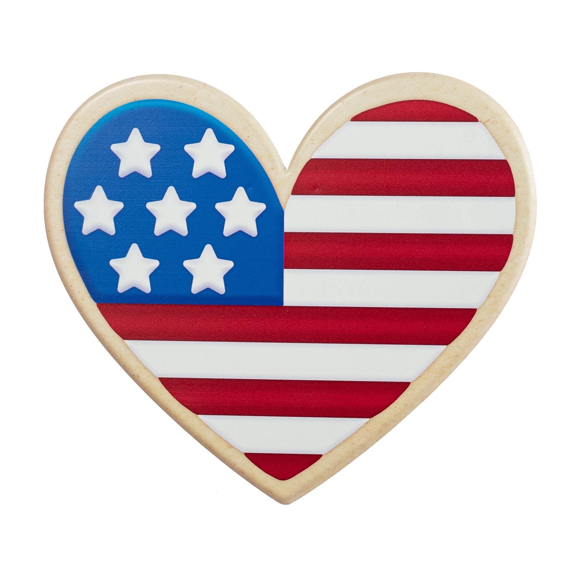 10" Embossed Metal Sign: Patriotic Heart Cookie