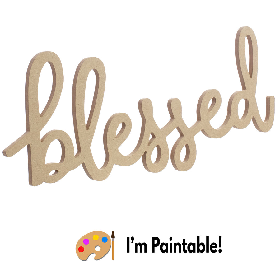 17" MDF Unfinished Cutout: Blessed Item Number: AB2458