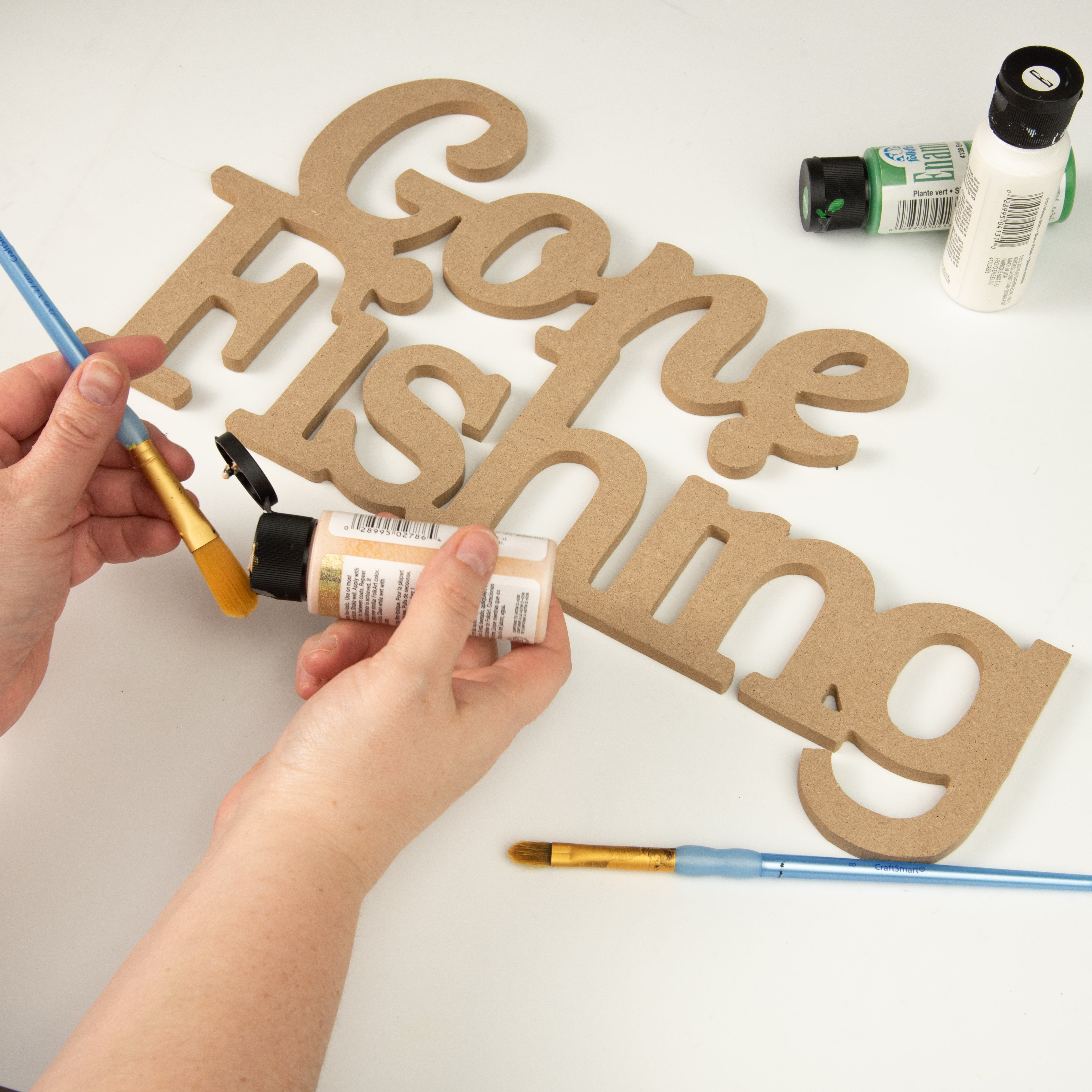 15" MDF Unfinished Cutout: Gone Fishing Lifestyle Photo