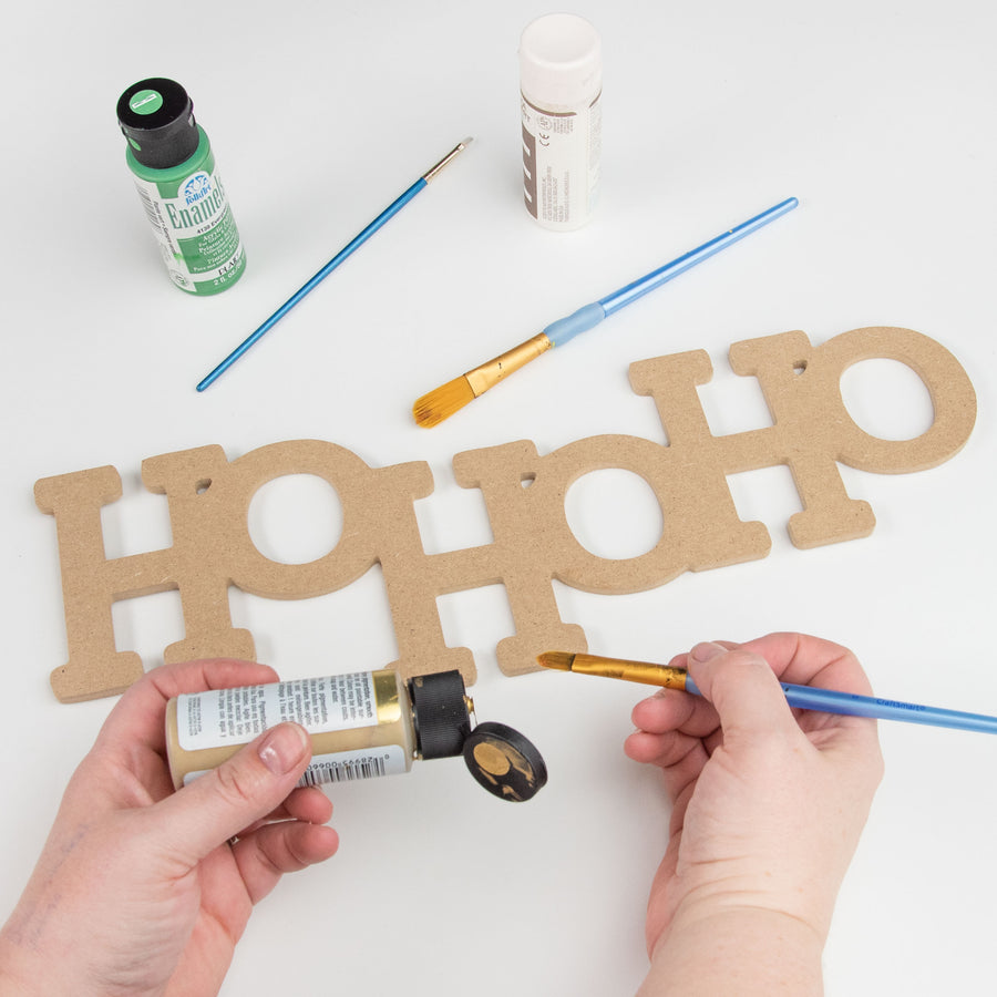 15" MDF Unfinished Cutout: Ho Ho Ho Lifestyle Photo