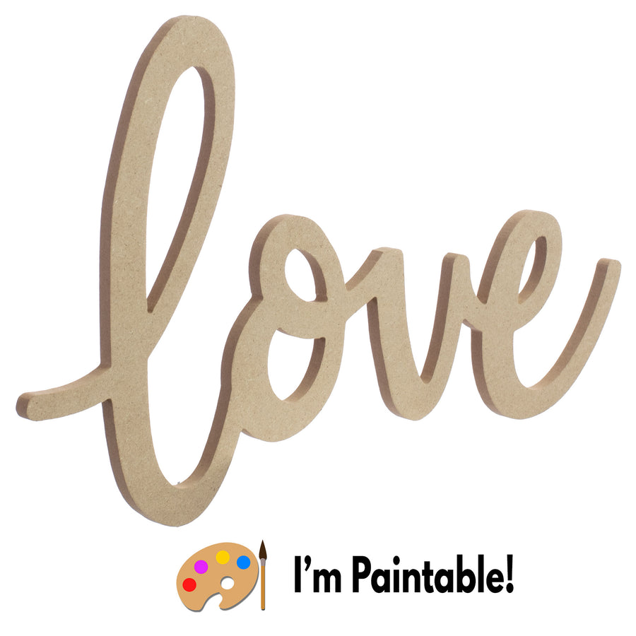 14.5" MDF Unfinished Cutout: Love Item Number: AB2472
