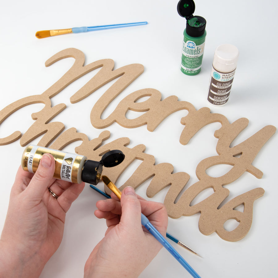 16" MDF Unfinished Cutout: Merry Christmas Lifestyle Photo