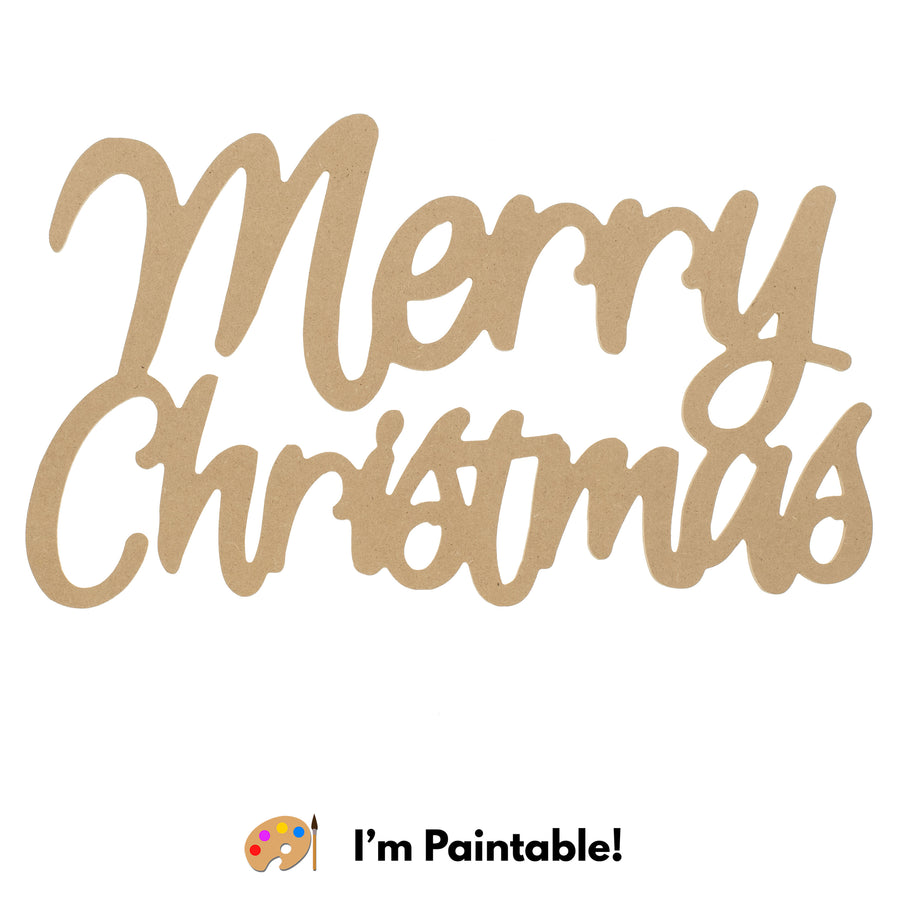 16" MDF Unfinished Cutout: Merry Christmas Item Number: XA0299