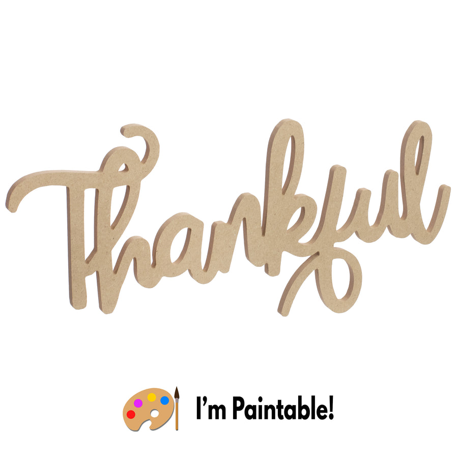 17.5" MDF Unfinished Cutout: Thankful Item Number: AB2468