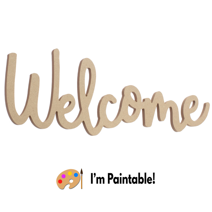 18" MDF Unfinished Cutout: Welcome Item Number: AB2460