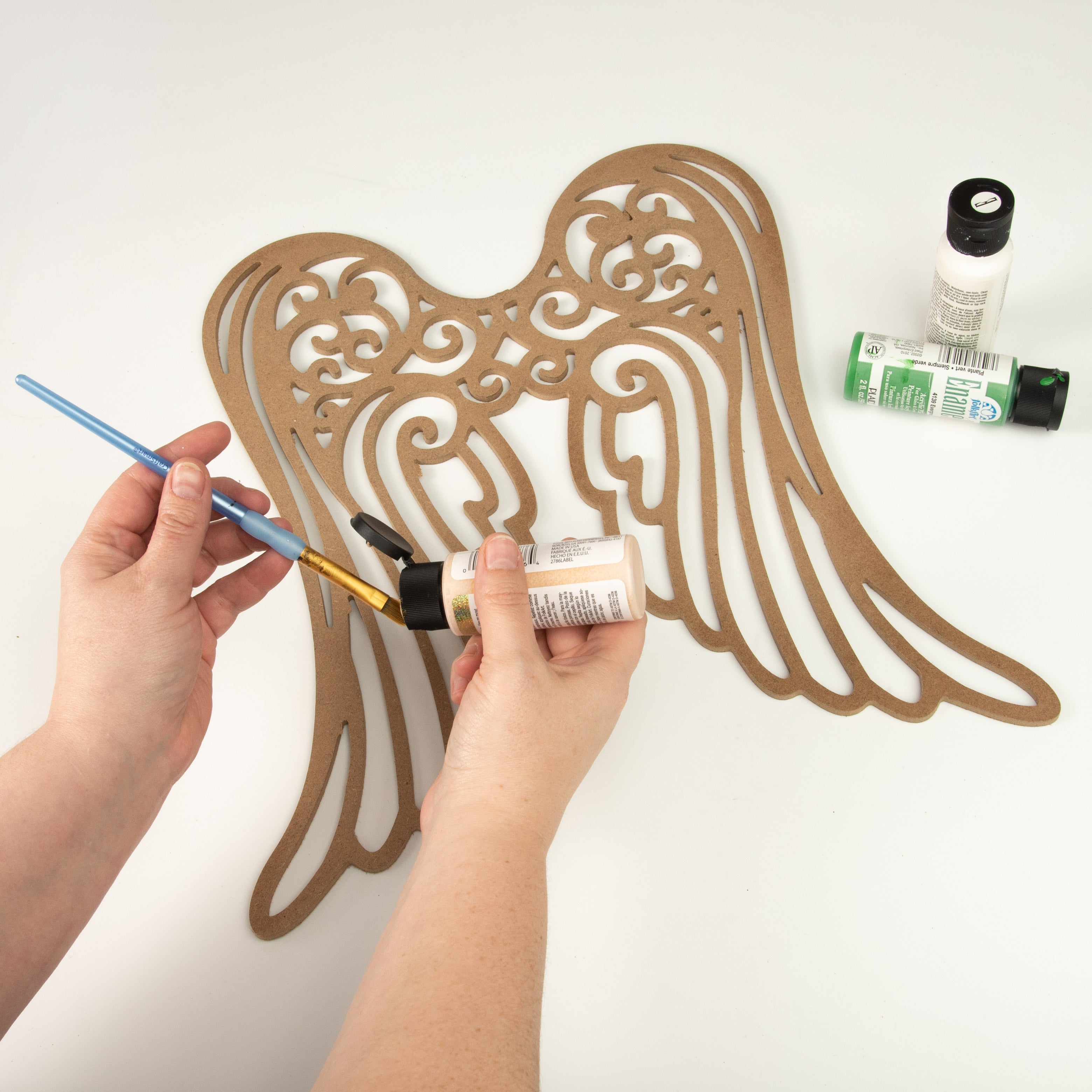 14" MDF Unfinished Shape: Angel Wings Lifestyle Photo