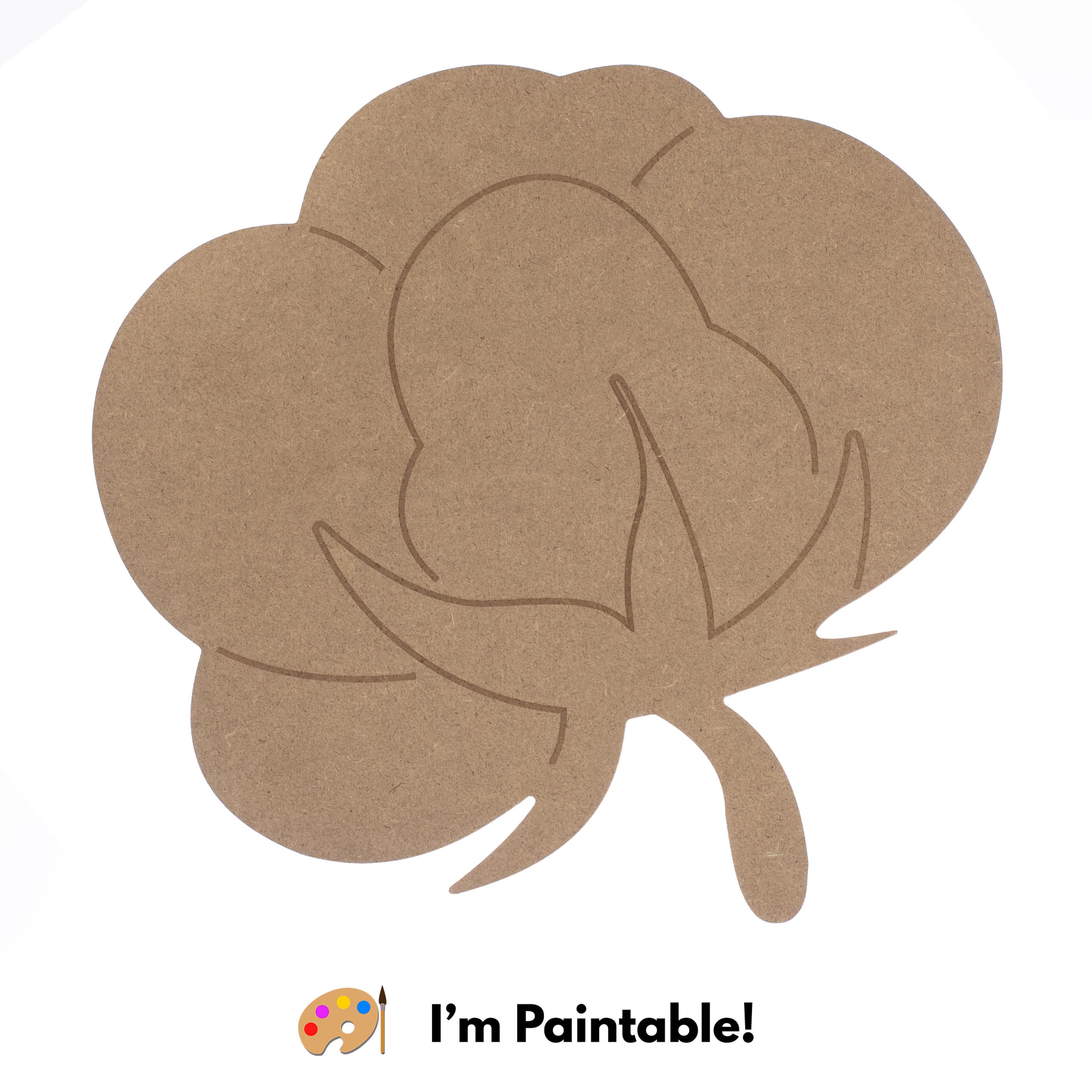 12" MDF Unfinished Shape: Cotton Pod Item Number: AB2509