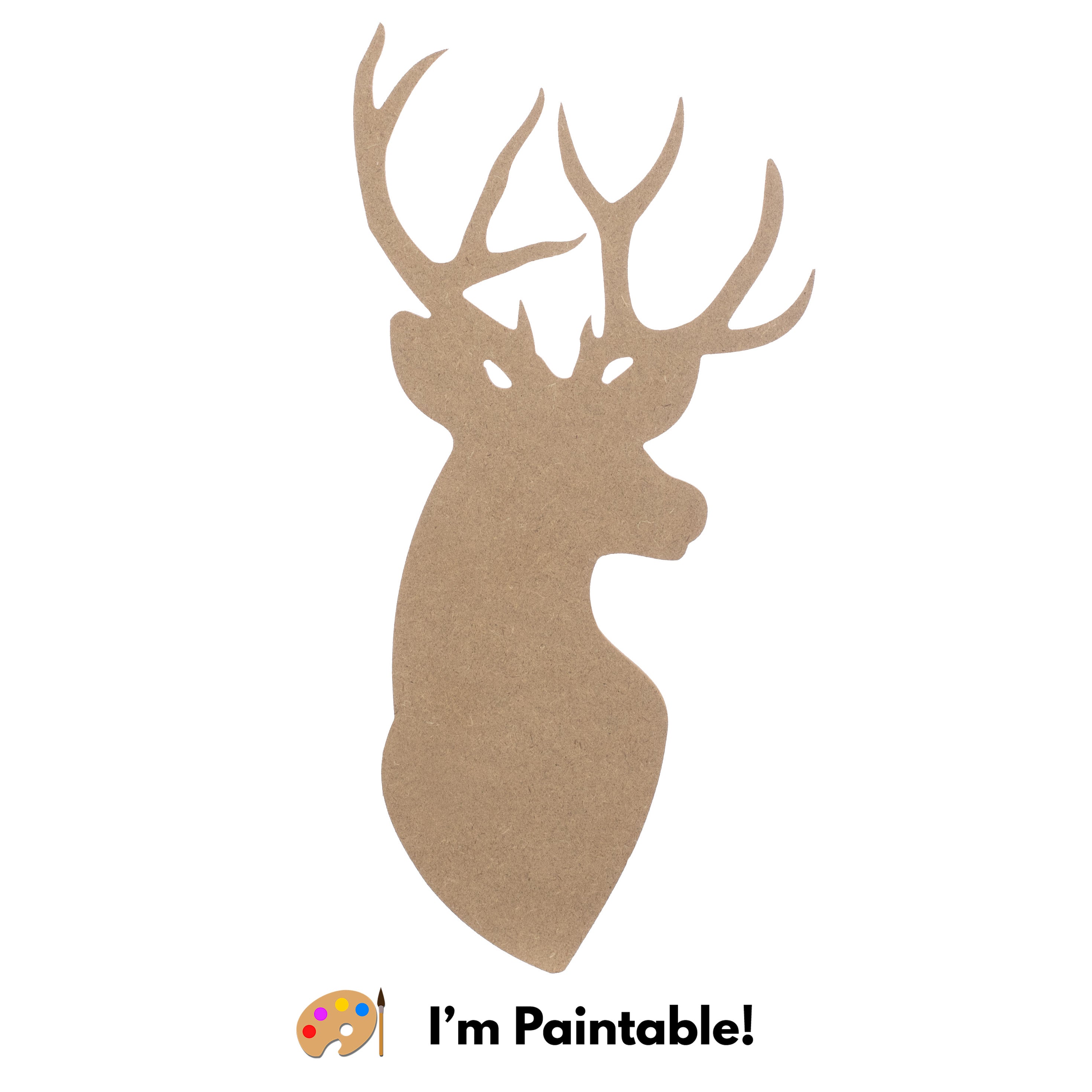 14" MDF Unfinished Shape: Deer Head Item Number: AB2487