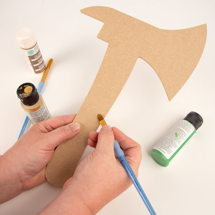 13" MDF Unfinished Shape: Firefighter Axe Lifestyle Photo