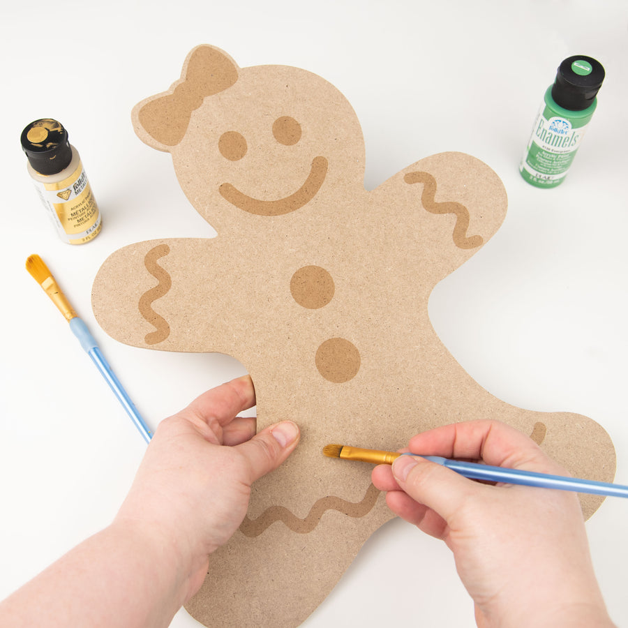 14" MDF Unfinished Shape: Gingerbread Girl Lifestyle Photo