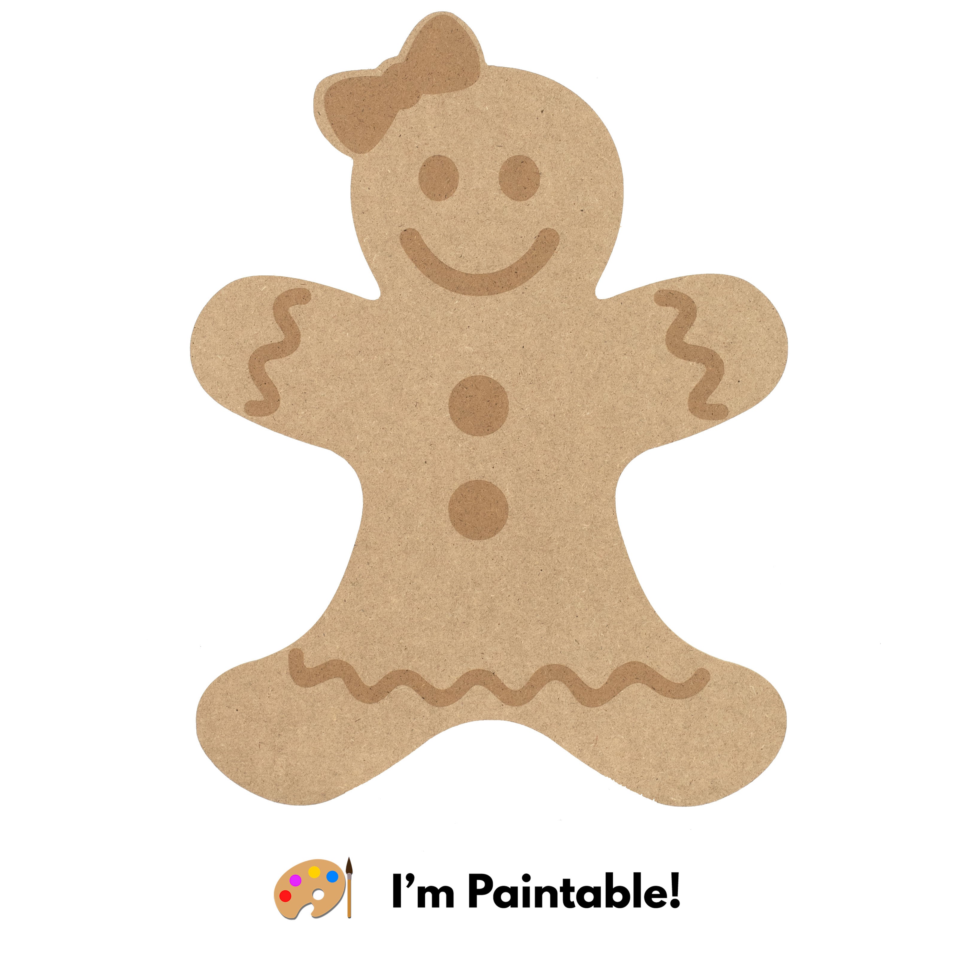 14" MDF Unfinished Shape: Gingerbread Girl Item Number: XA0289