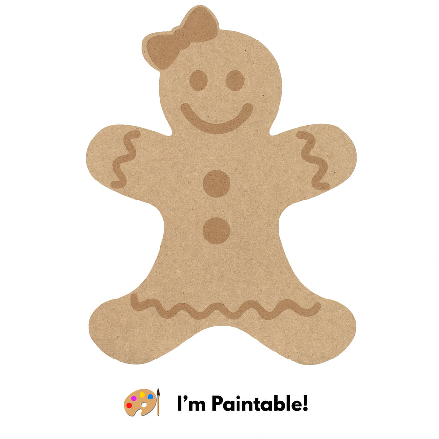 14" MDF Unfinished Shape: Gingerbread Girl Item Number: XA0289