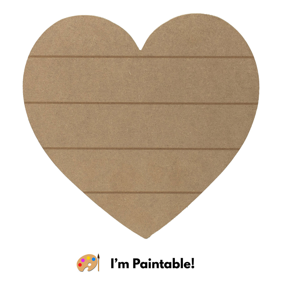 12" MDF Unfinished Shape: Heart With Lines Item Number: HV9102