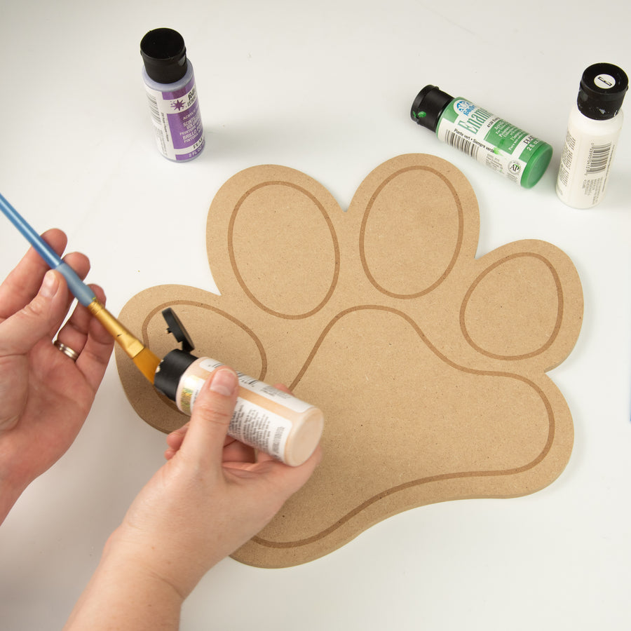 12" MDF Unfinished Shape: Paw Print Lifestyle Photo