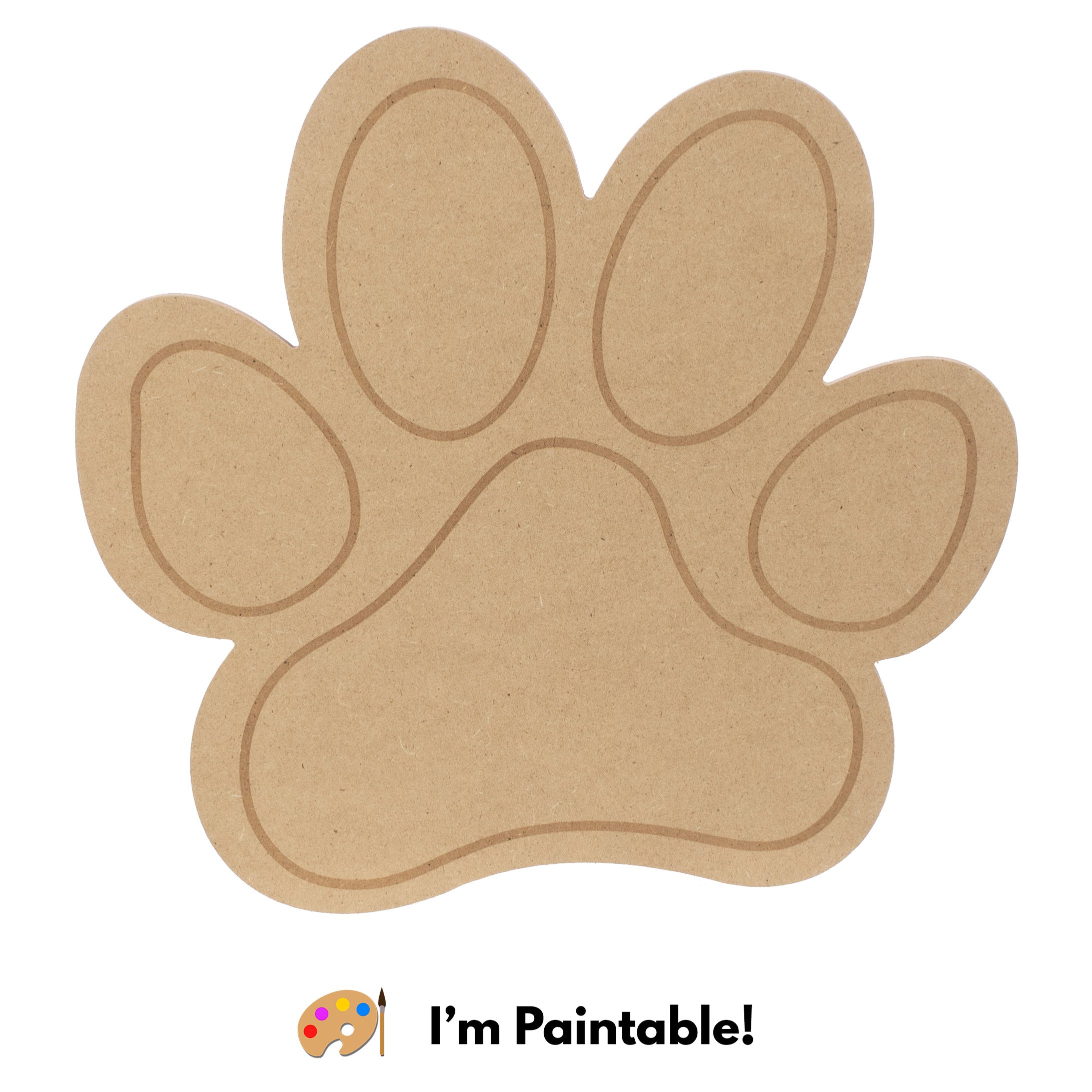 12" MDF Unfinished Shape: Paw Print Item Number: AB2528