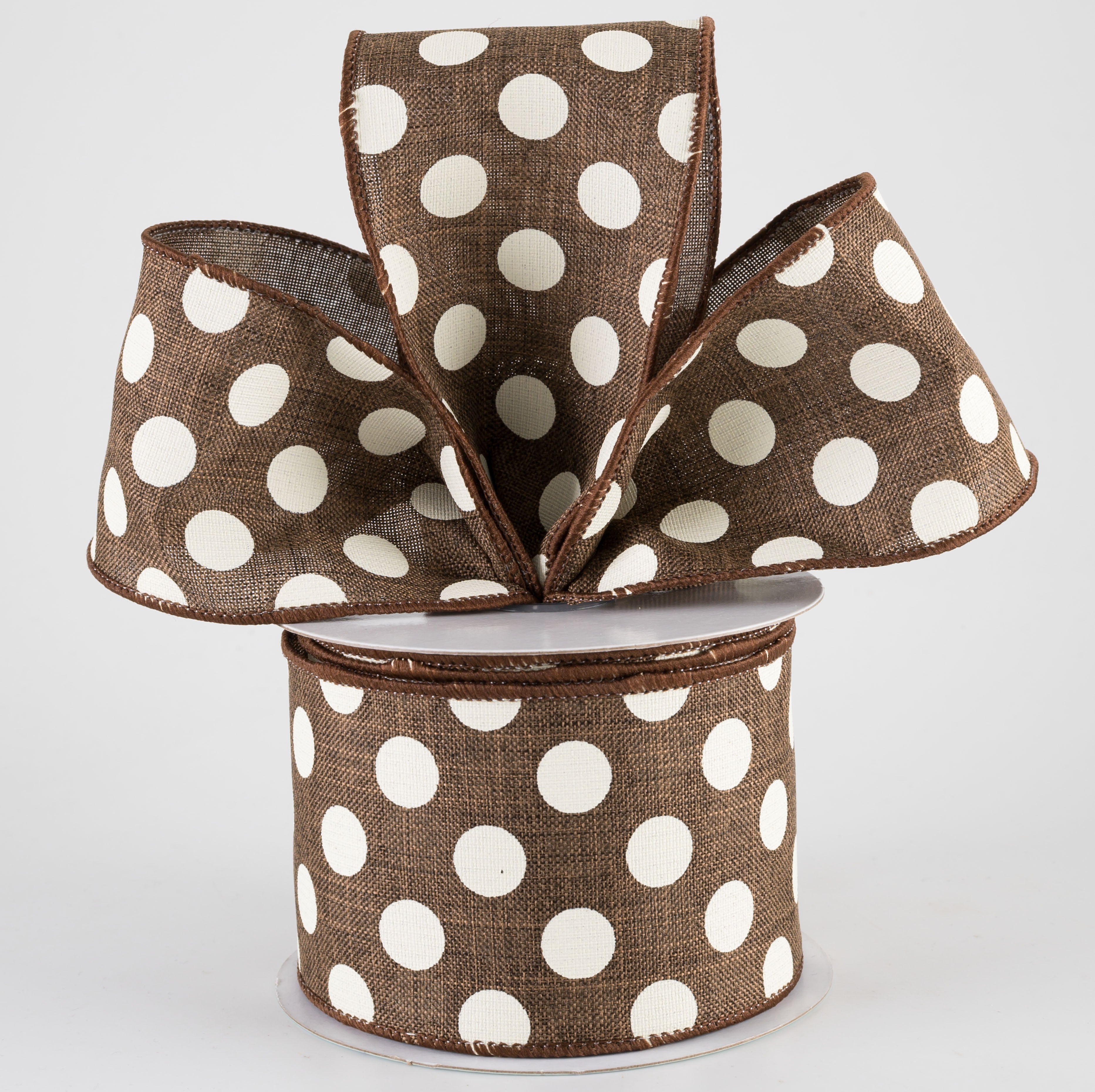 2.5" Medium Polka Dots Ribbon: Brown & Ivory (10 Yards) Lifestyle Photo