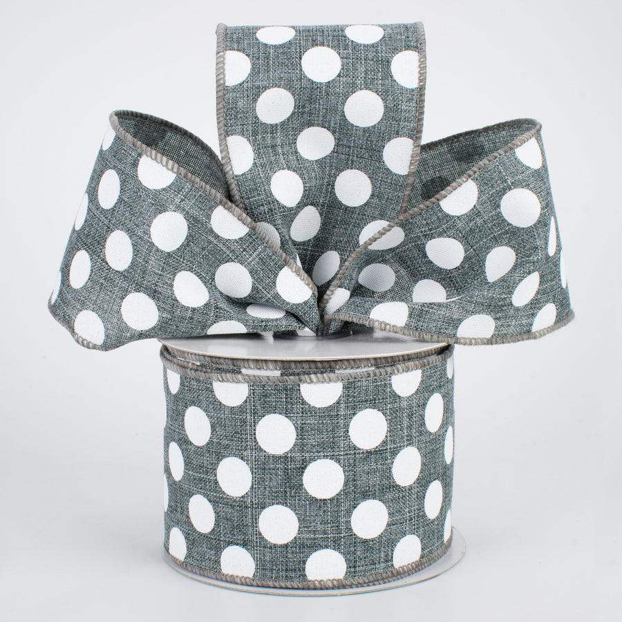 2.5" Medium Polka Dots Ribbon: Dark Grey & White (10 Yards) Lifestyle Photo