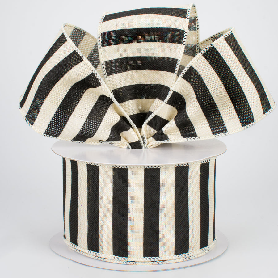2.5" Medium Stripe Canvas Ribbon: Cream & Black (10 Yards) Lifestyle Photo