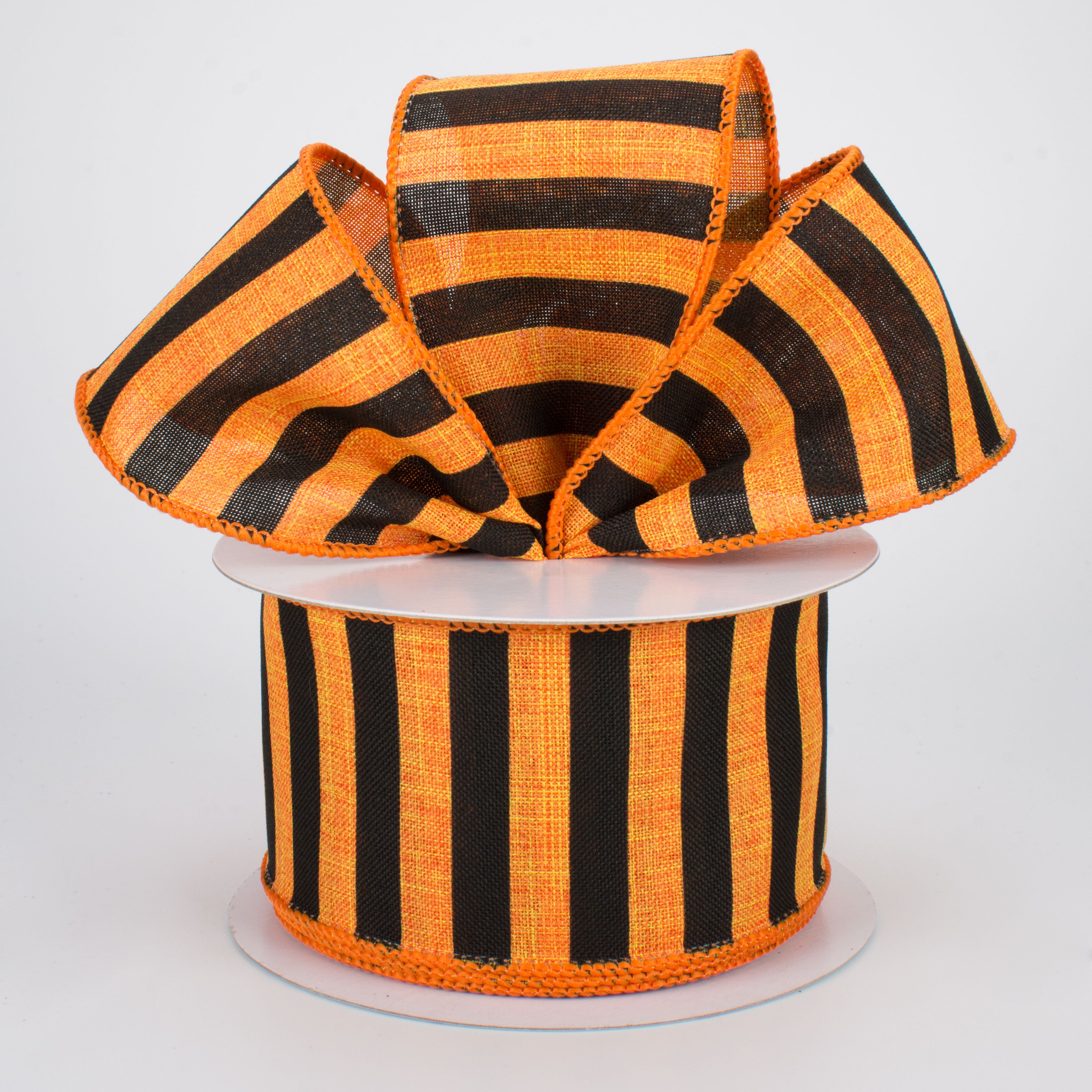 2.5" Medium Stripe Canvas Ribbon: Orange & Black (10 Yards) Lifestyle Photo