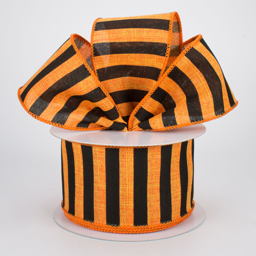 2.5" Medium Stripe Canvas Ribbon: Orange & Black (10 Yards) Lifestyle Photo