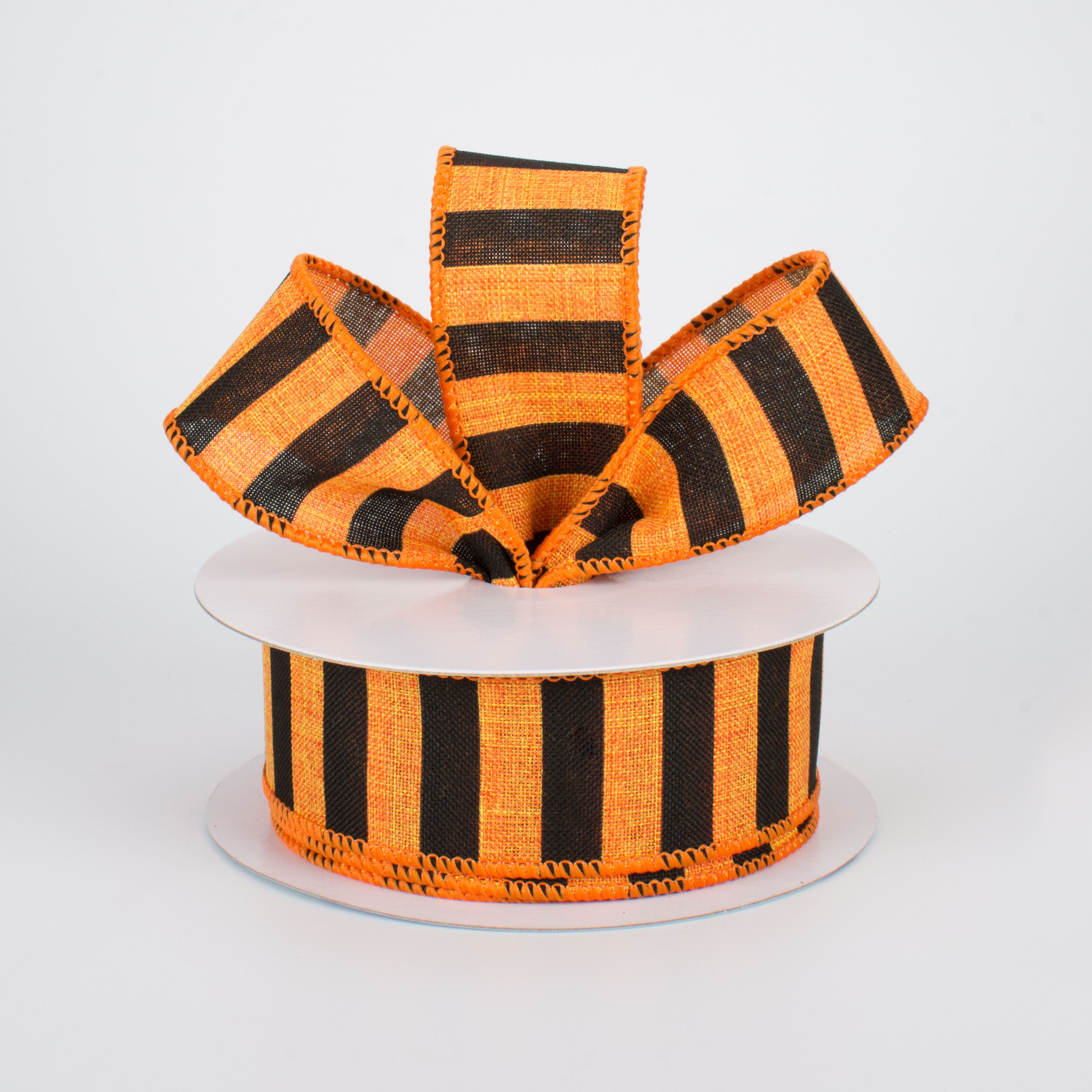 1.5" Medium Stripe Canvas Ribbon: Orange & Black (10 Yards) Lifestyle Photo
