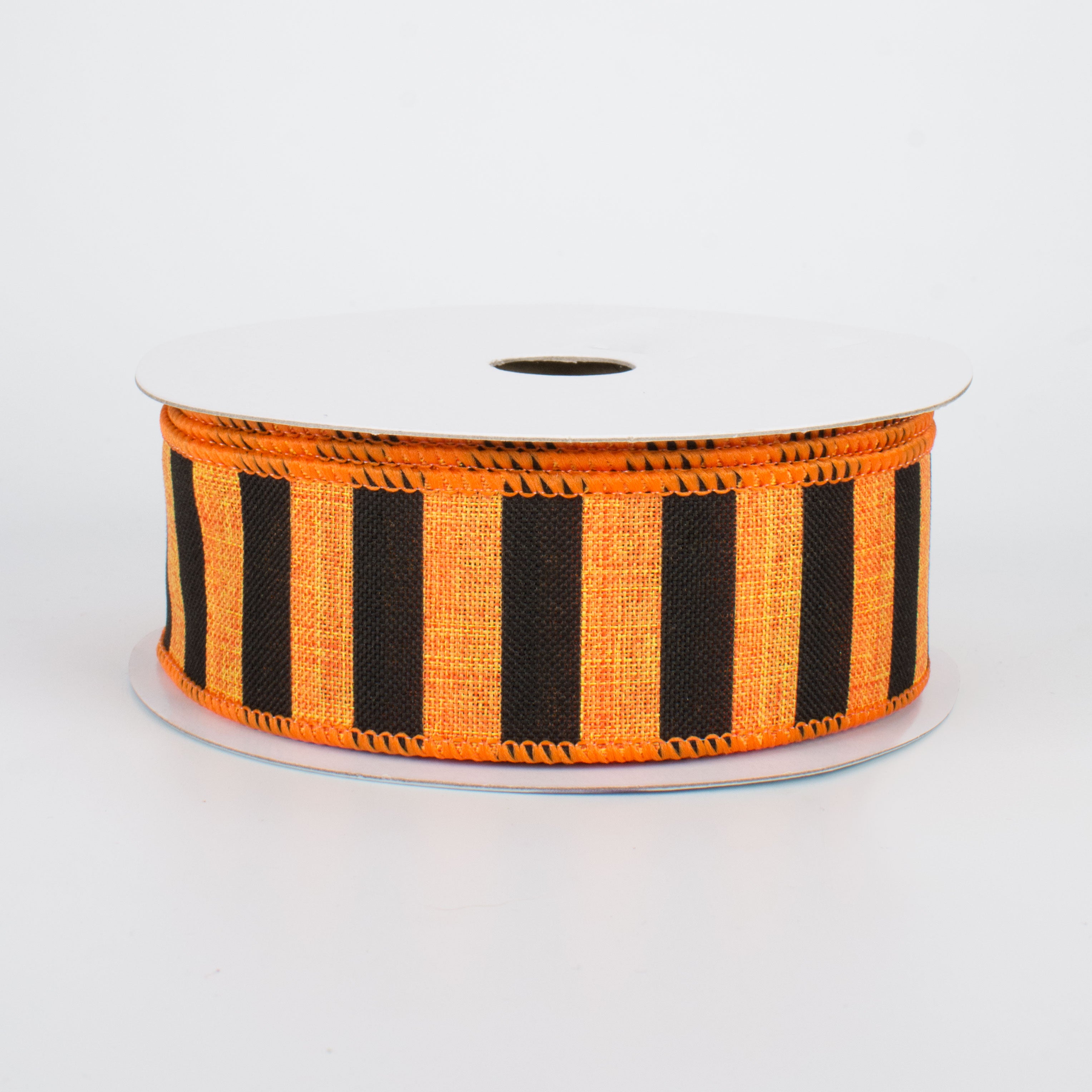 1.5" Medium Stripe Canvas Ribbon: Orange & Black (10 Yards)