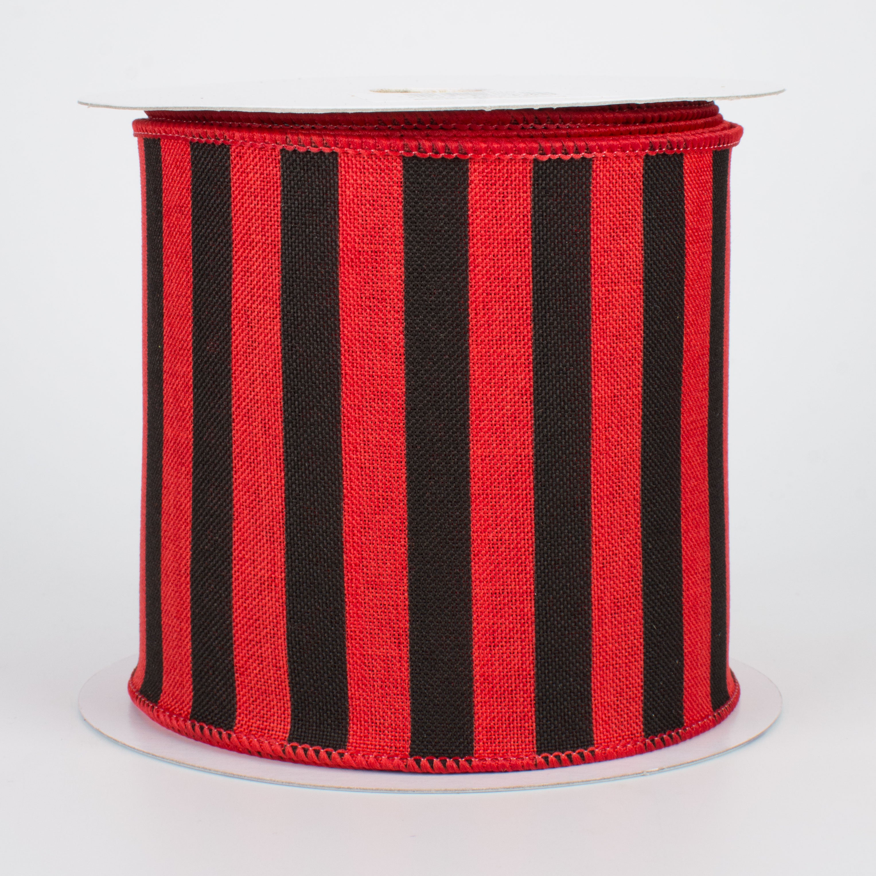 4" Medium Stripe Canvas Ribbon: Red & Black (10 Yards)