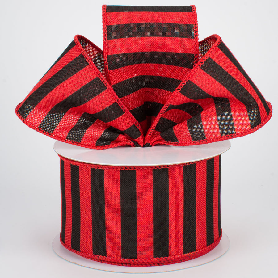 2.5" Medium Stripe Canvas Ribbon: Red & Black (10 Yards) Lifestyle Photo