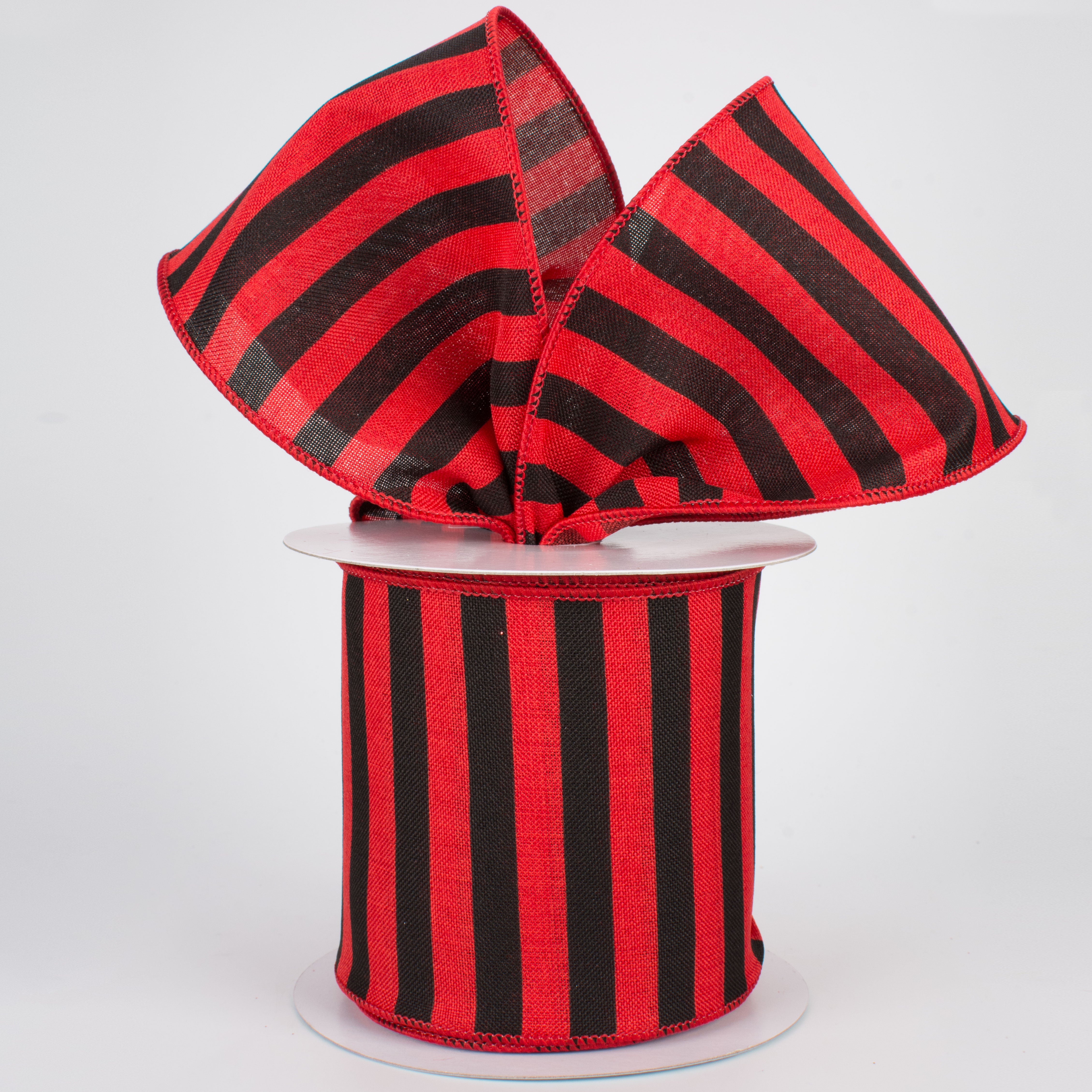 4" Medium Stripe Canvas Ribbon: Red & Black (10 Yards) Lifestyle Photo