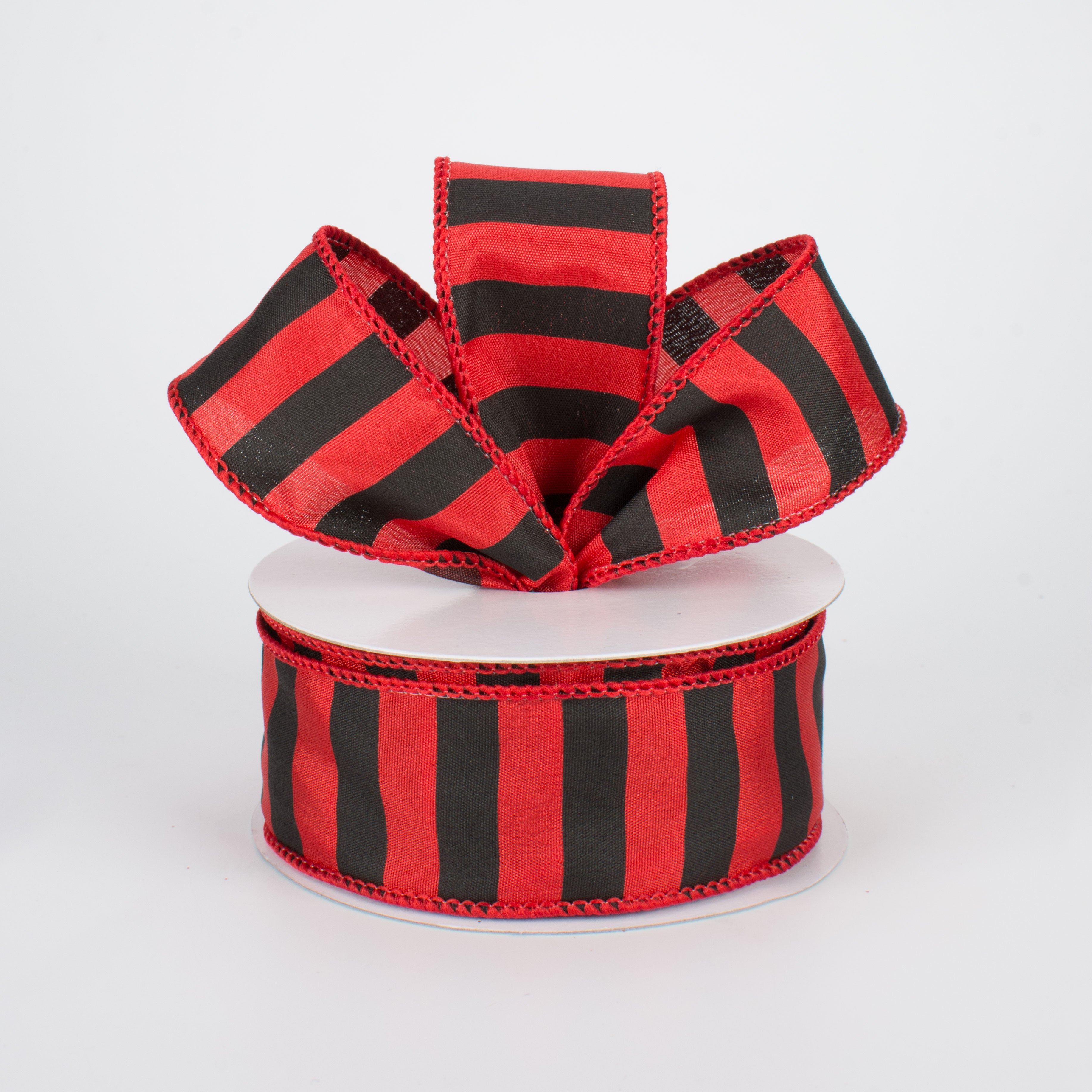 1.5" Medium Stripe Canvas Ribbon: Red & Black (10 Yards) Lifestyle Photo