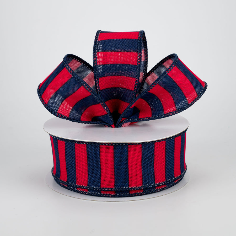 1.5" Medium Stripe Canvas Ribbon: Red & Navy (10 Yards) Lifestyle Photo