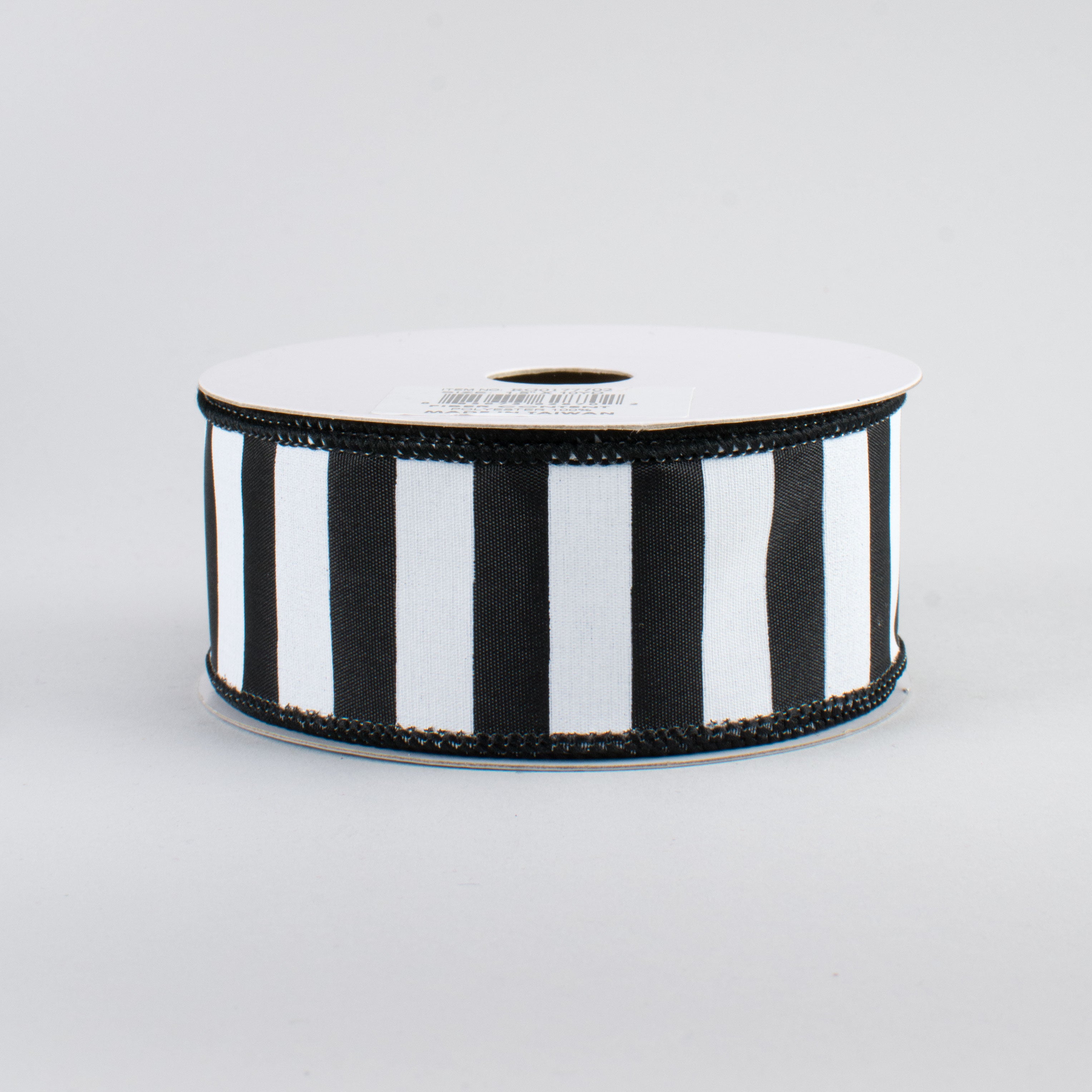 1.5" Medium Stripe Ribbon: Black & White (10 Yards)