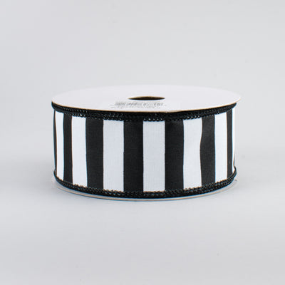 1.5" Medium Stripe Ribbon: Black & White (10 Yards)