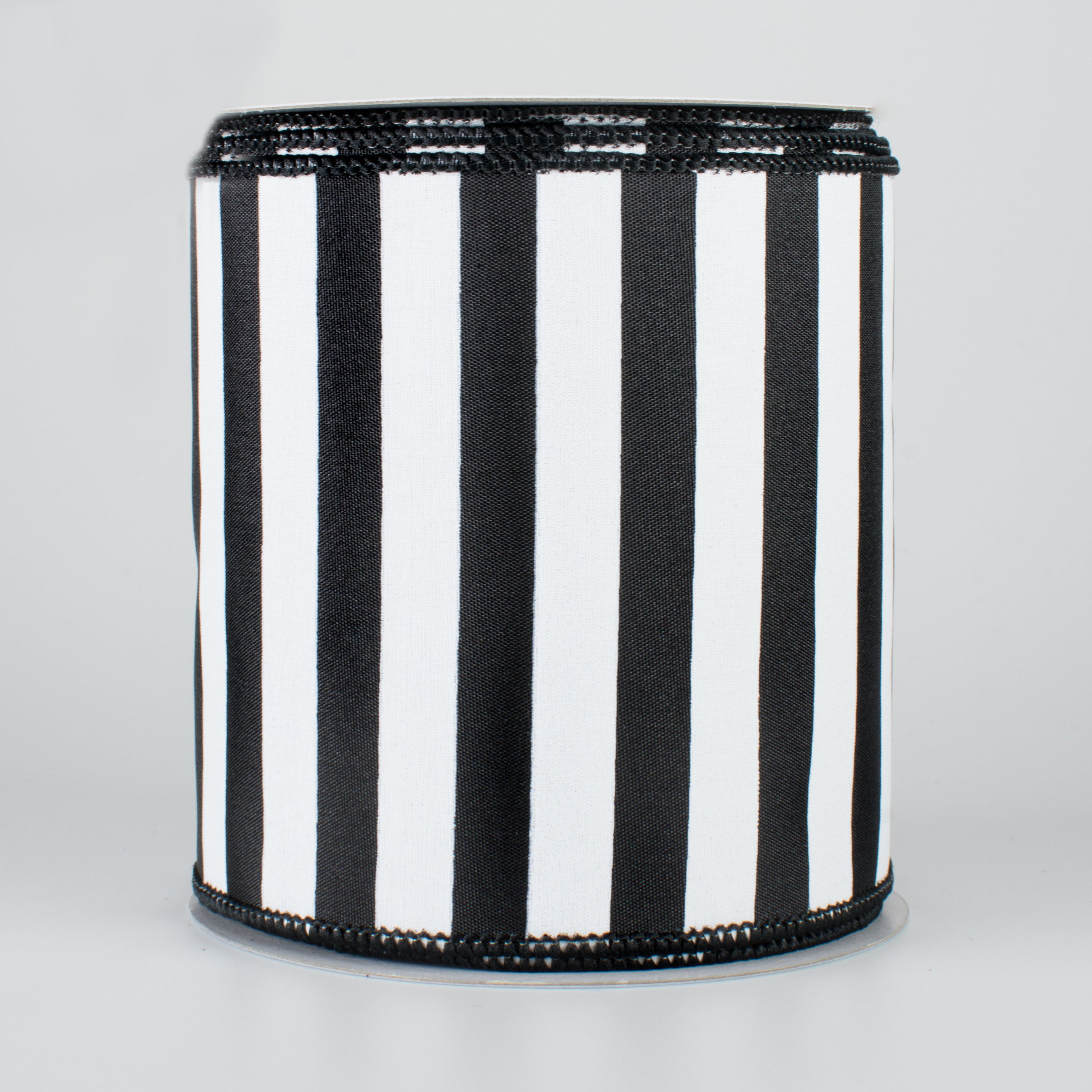 4" Medium Stripe Ribbon: Black & White (10 Yards)