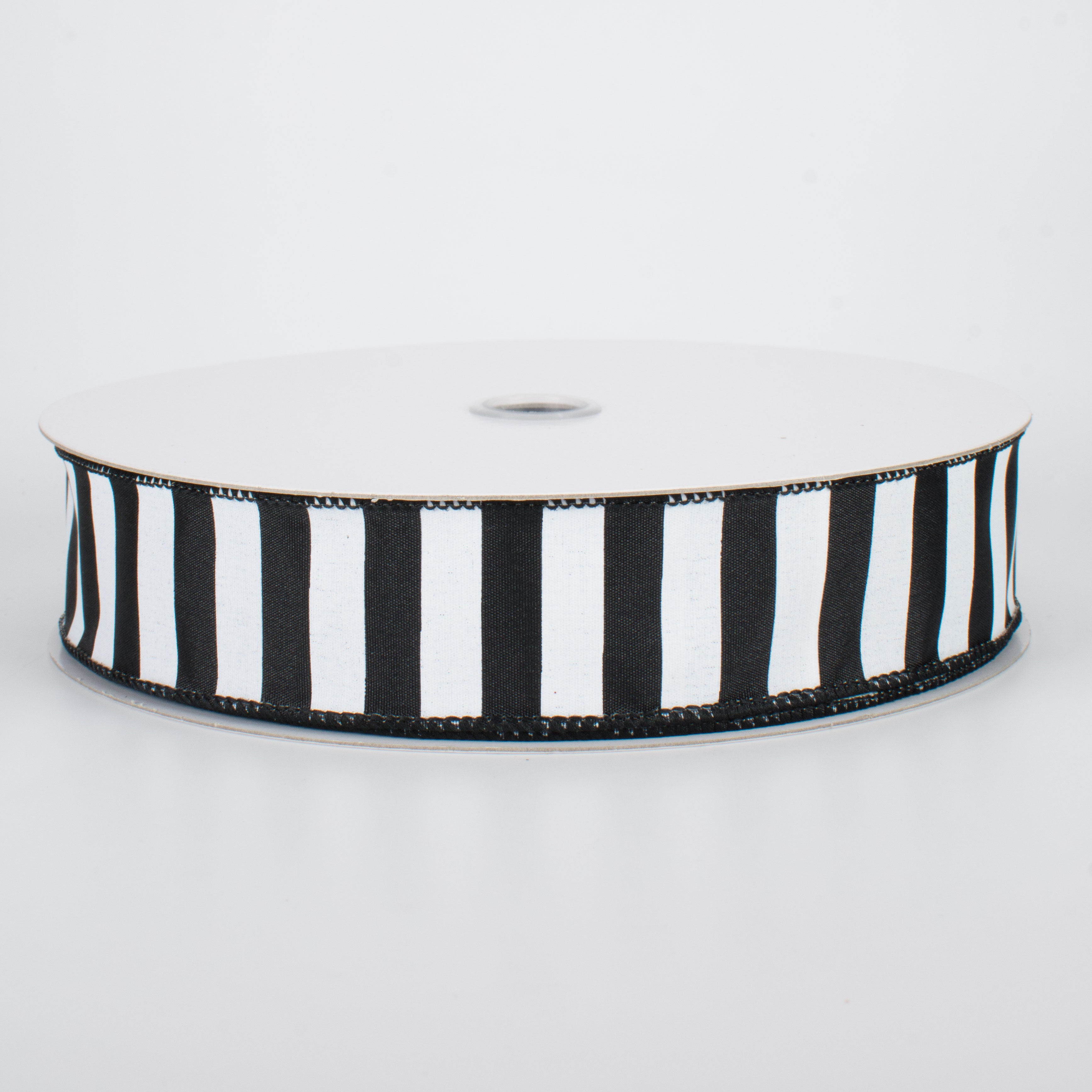 1.5" Medium Stripe Ribbon: Black & White (50 Yards)