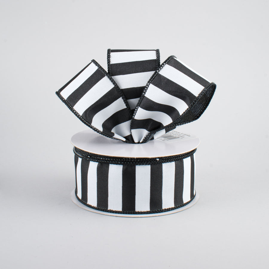 1.5" Medium Stripe Ribbon: Black & White (10 Yards) Lifestyle Photo