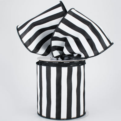 4" Medium Stripe Ribbon: Black & White (10 Yards) Lifestyle Photo