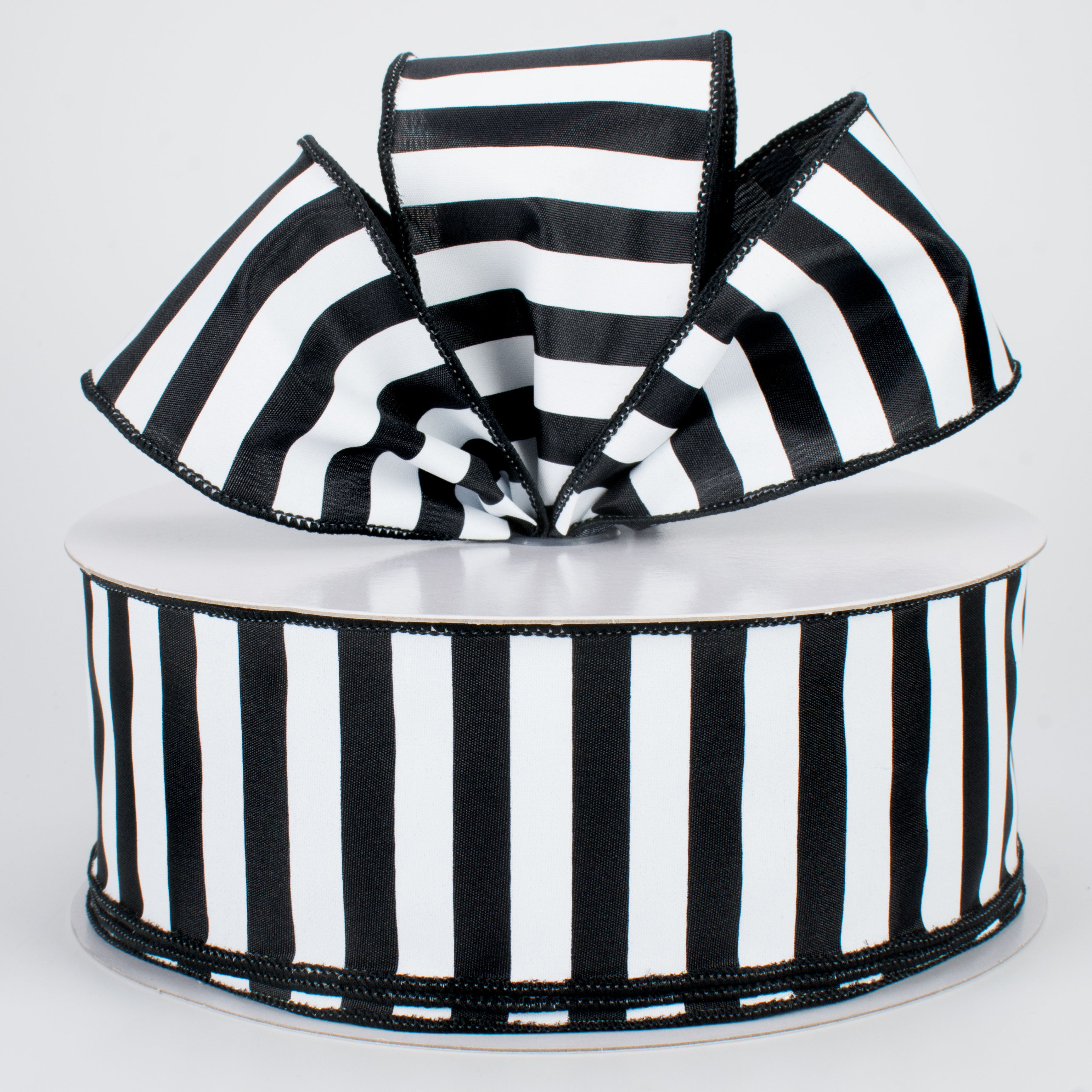 2.5" Medium Stripe Ribbon: Black & White (50 Yards) Lifestyle Photo