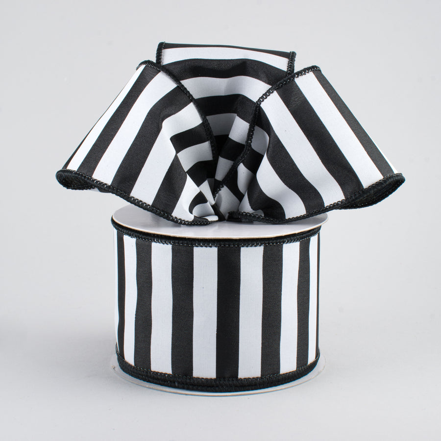 2.5" Medium Stripe Ribbon: Black & White (10 Yards) Lifestyle Photo