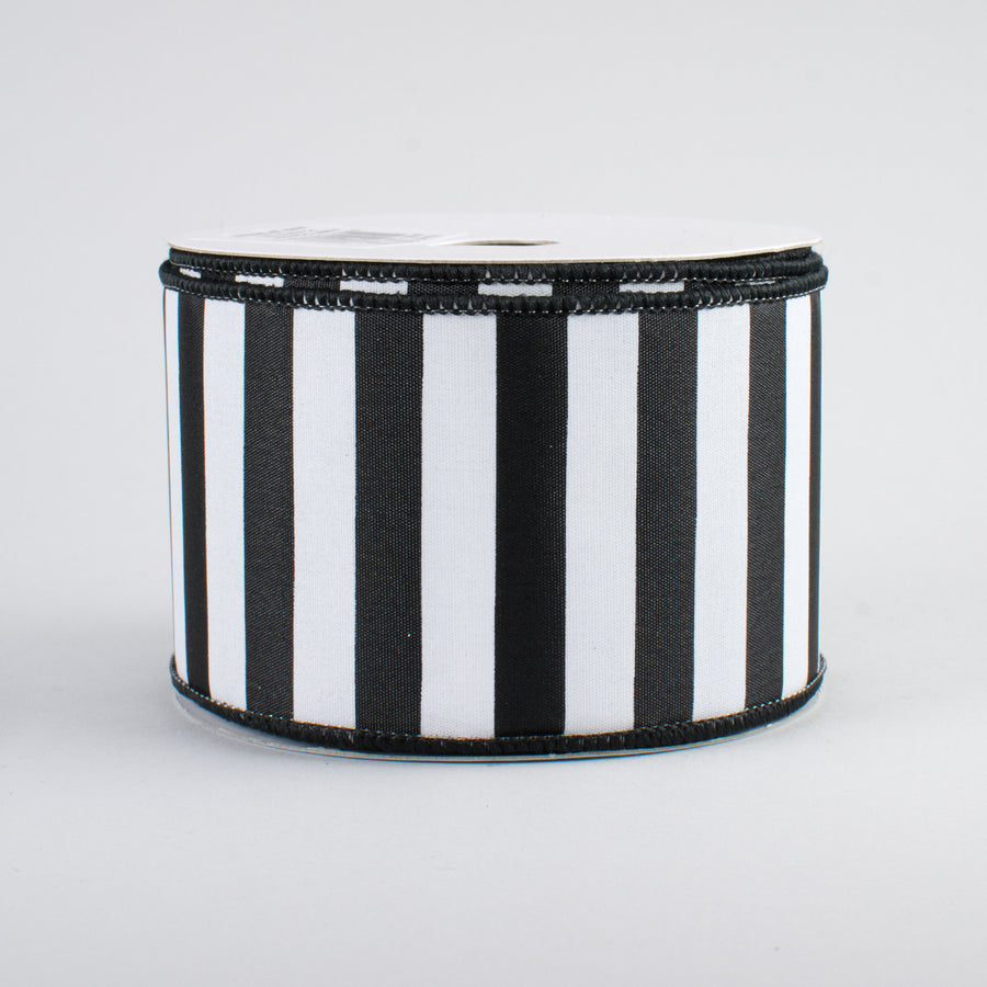 2.5" Medium Stripe Ribbon: Black & White (10 Yards)