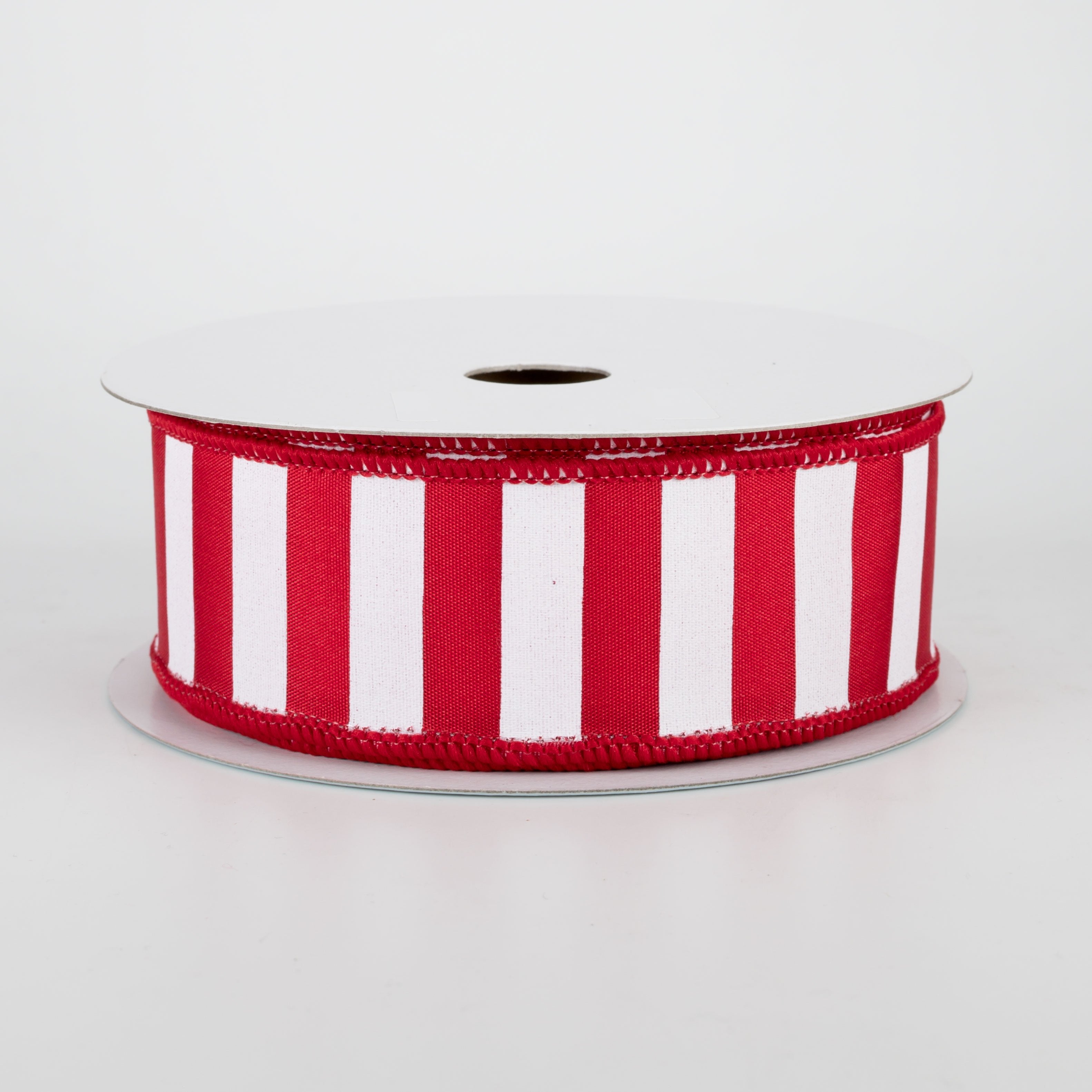 1.5" Medium Stripe Ribbon: Crimson Red & White (10 Yards)