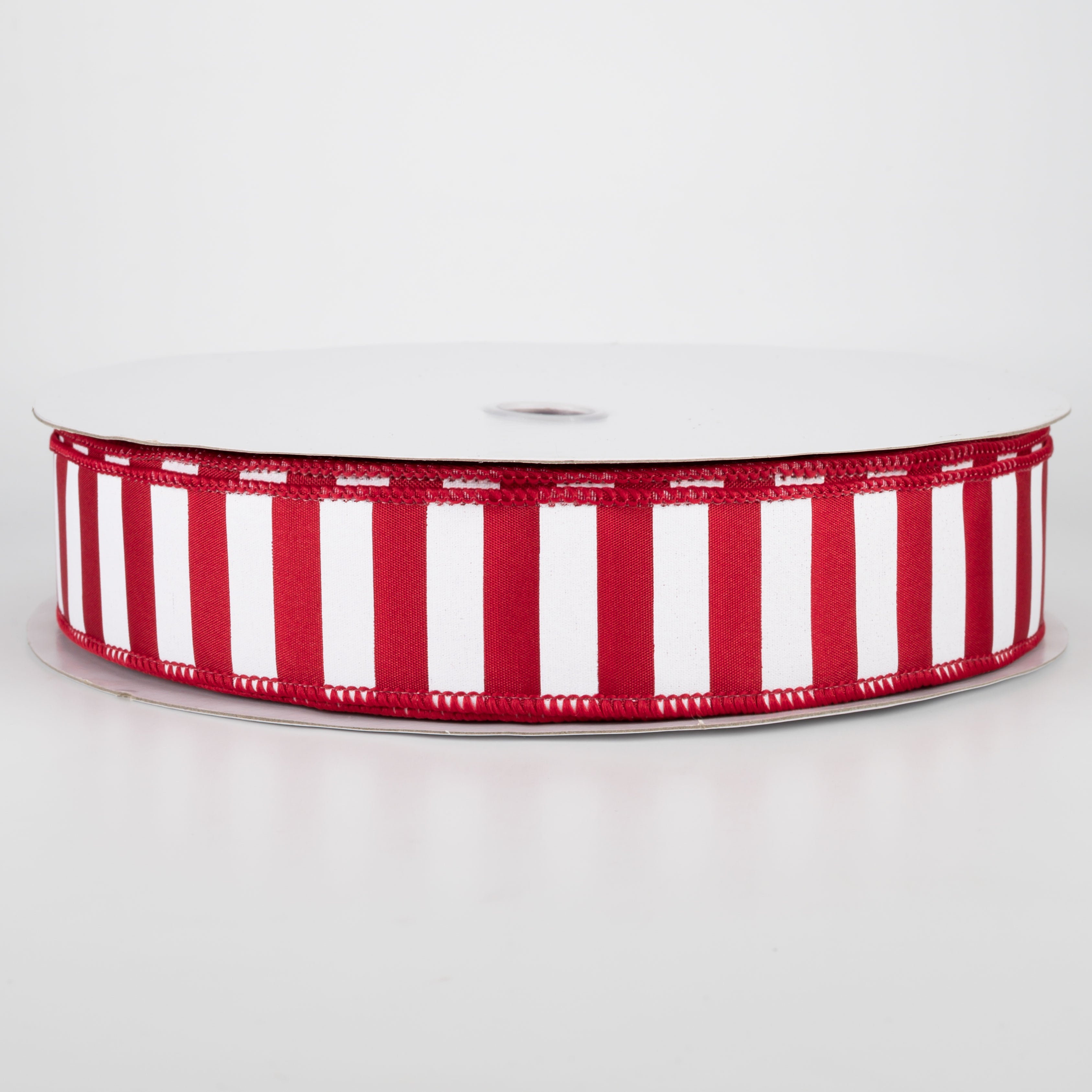 1.5" Medium Stripe Ribbon: Crimson Red & White (50 Yards)