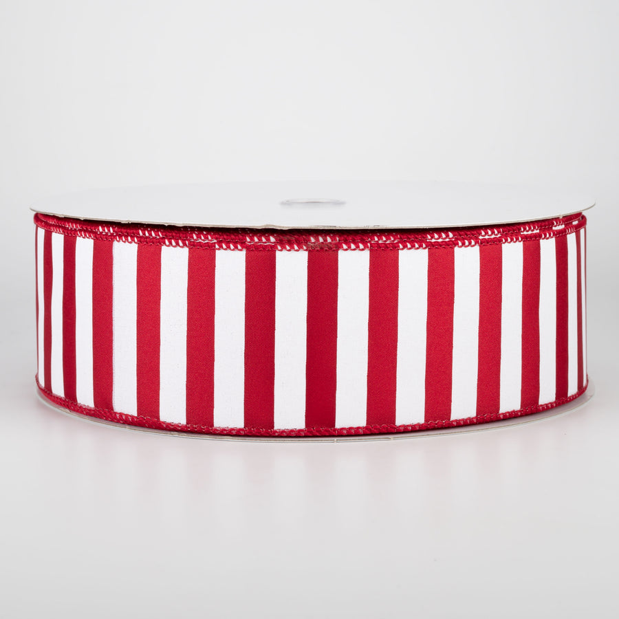 2.5" Medium Stripe Ribbon: Crimson Red & White (50 Yards)